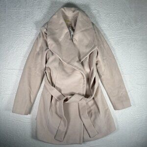 Michael Kors Coat Cream Double Breasted Belt Buttons & Pockets Wool & Cashmere M